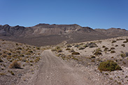 Bullfrog Hills; Gold Bar Mine and ghost town ahead, road to Grapevine veers off to right